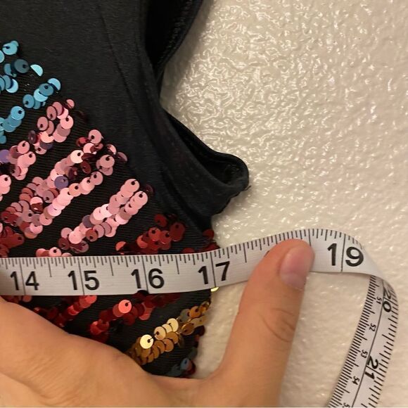 Weissman Dance costume dress black colorful sequin Paparazzi 11615 Child XLC - Picture 5 of 10